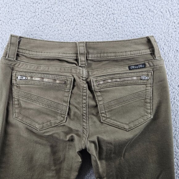 Miss‎ Me Jeans Womens 28 (30x30) Green Low Rise Skinny Embroidered Zip Pocket - Picture 14 of 16